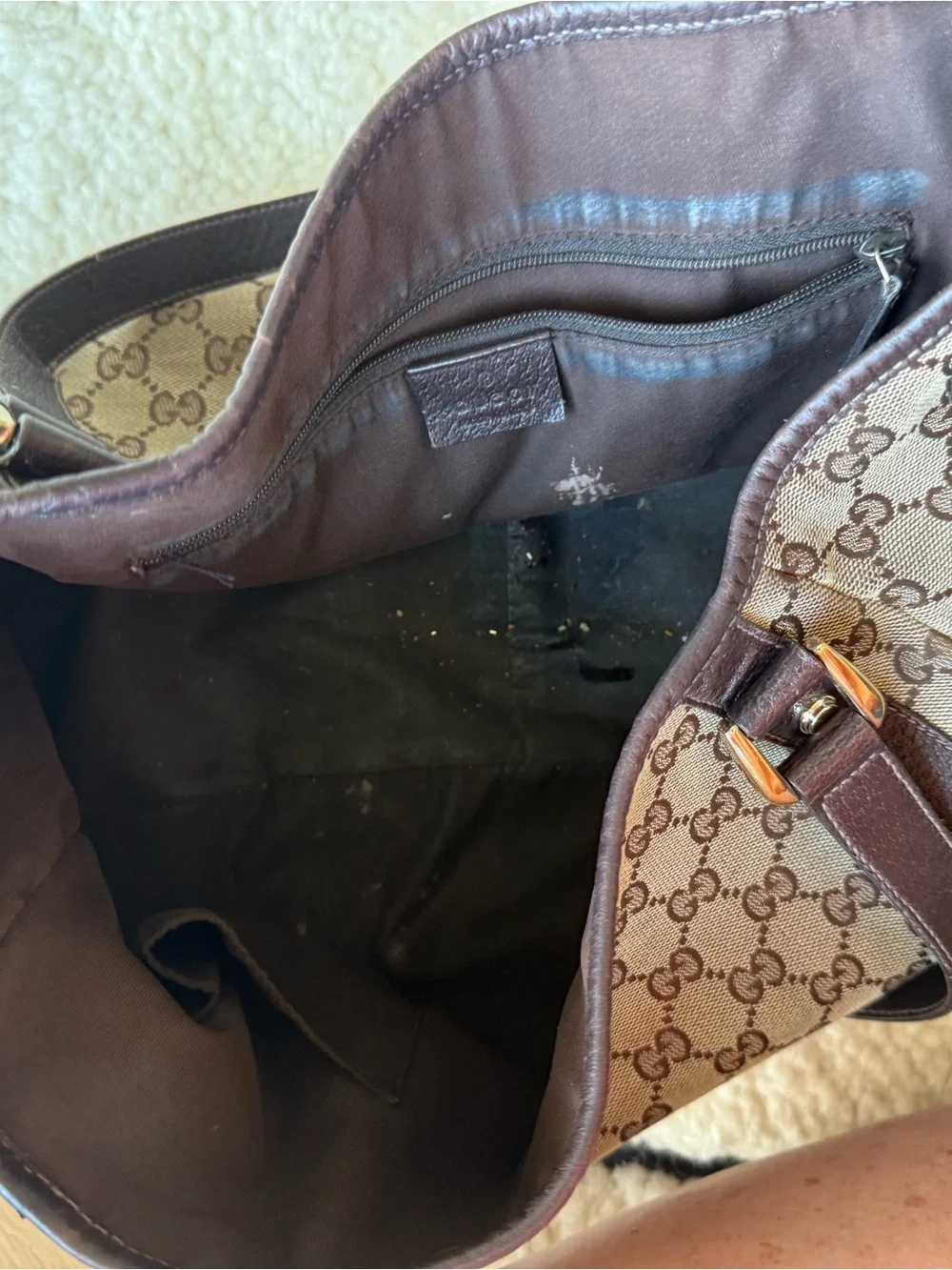 Gucci Beige Brown GG Canvas Shoulder Bag